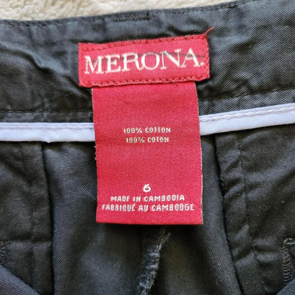 Merona vintage y2k black 100% cotton shorts Sz 8 classic minimalist preppy